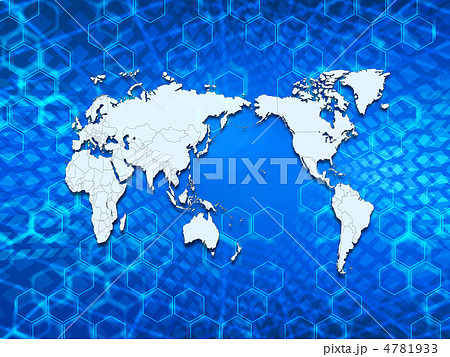 ハニカム構造の世界地図・白地図 4781933