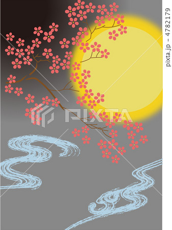 満月と夜桜 4782179