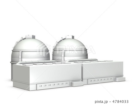 原子力発電所のミニチュア模型のイラスト素材
