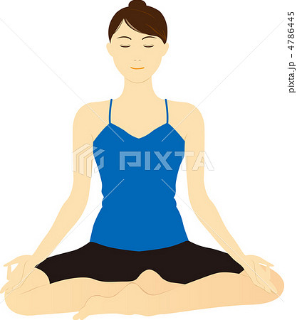 ヨガの瞑想をする女性のイラスト素材