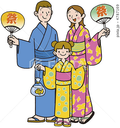 夏　夏祭り　家族 4787169