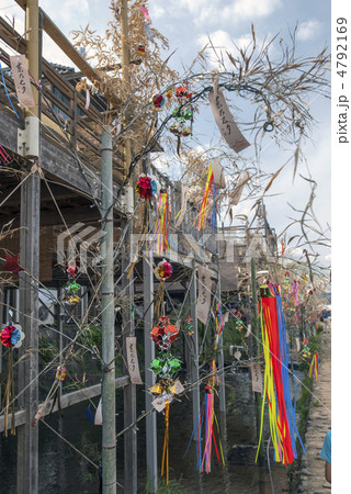 京の七夕　鴨川納涼床の七夕大笹飾り 4792169