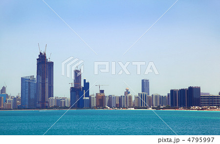 The view from the sea of the buildings and skyscrapers in Abu Dh 4795997