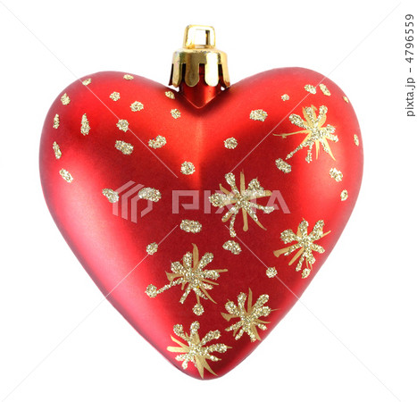 Close-up view of one red Christmas tree heart isolated on white 4796559