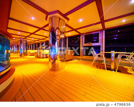 Interior of illuminated restaurant on the cruise ship deck at ni 4796636