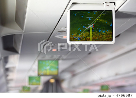 Lcd monitor showing aircraft traffic diagram of Europe inside sa 4796997