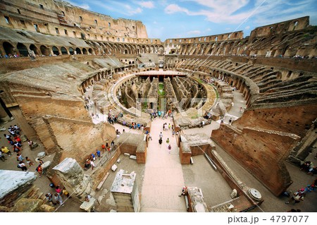 Enter to first circle of arena in ancient Coliseum in Rome, Ital 4797077