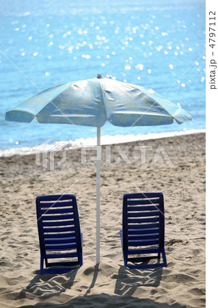 Ashore in day-time on sand two empty plastic chairs cost under Ashore in day-time on sand two empty plastic chairs cost under 4797112