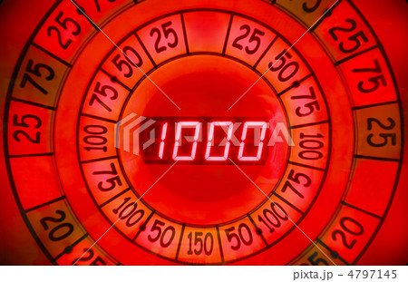 Close-up view of red reel of electronic roulette with informatio 4797145
