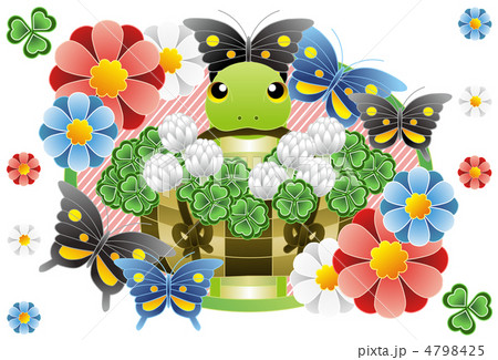 2013年巳年年賀状用イラスト素材（クローバーカラフル白地） 4798425