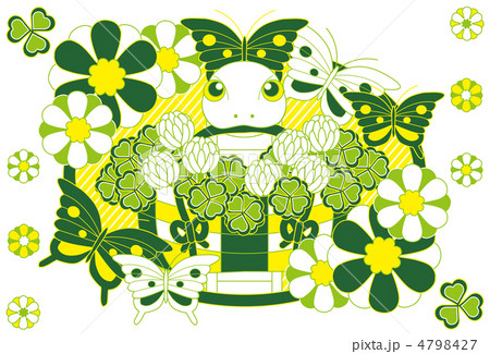 2013年巳年年賀状用イラスト素材（クローバー黄緑） 4798427
