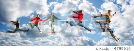 flying people on sky cloud panorama collage flying people on sky cloud panorama collage 4799616