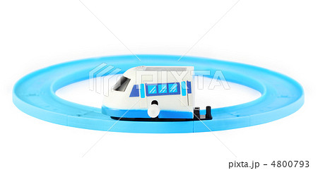 bright clockwork toy white train with blue windows on railroad o bright clockwork toy white train with blue windows on railroad o 4800793