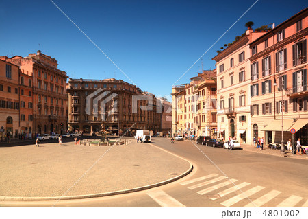 Triton Fountain on Piazza Barberini at summer day in Rome, Italy 4801002
