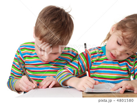 little brother and sister drawing, pencil, pen and notebook on t little brother and sister drawing, pencil, pen and notebook on t 4801580