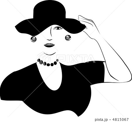 帽子に手を添える女性のイラスト素材
