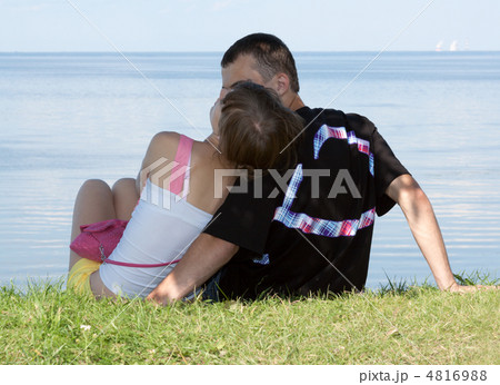 Lad and girl sit on herb Lad and girl sit on herb 4816988