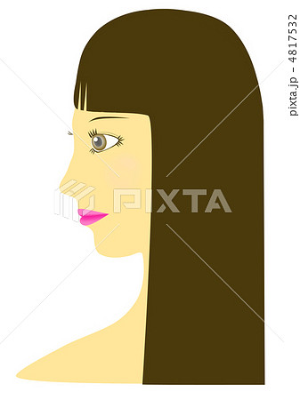 ロングヘアーの女性の横顔のイラストのイラスト素材