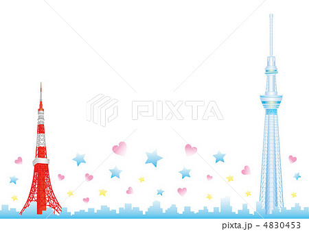 東京スカイツリーと東京タワーのイラスト素材
