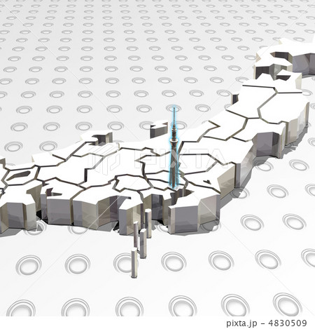 日本地図にそびえるスカイツリーのイラスト素材