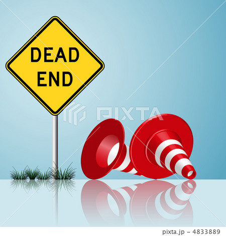 dead end sign with cones and grass 4833889