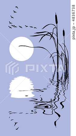 vector drawing flock geese on bulrush vector drawing flock geese on bulrush 4836738