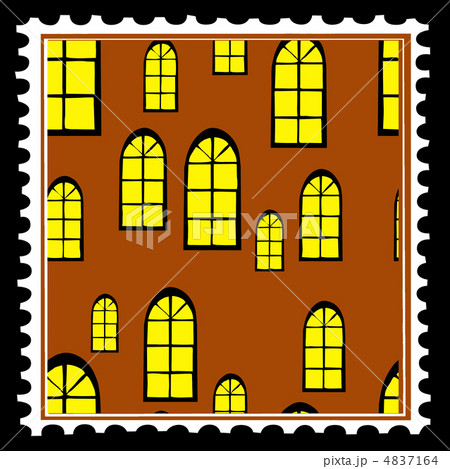 home window on postage stamps. vector 4837164