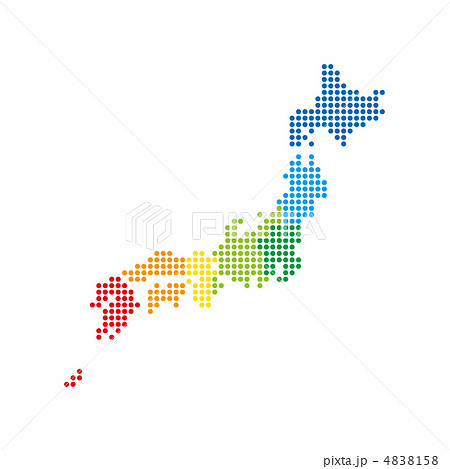 ドットの日本地図のイラスト素材