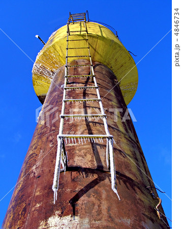 stairway in ice on water tower 4846734