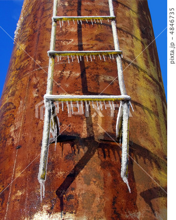 stairway in ice on water tower 4846735