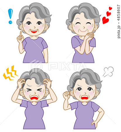 シニア女性　表情セット 4858607