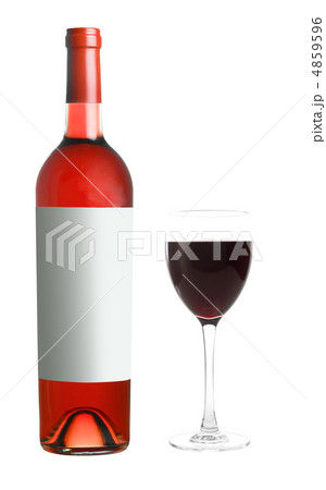 Bottle of red wine with glass on white background Bottle of red wine with glass on white background 4859596