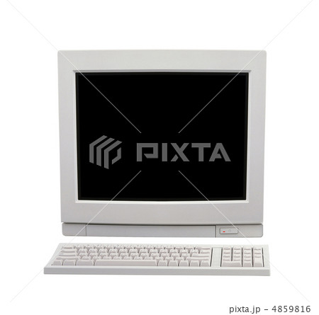 Vintage desktop computer isolated on white 4859816