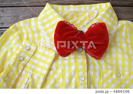 子供服の黄色のブラウスと蝶ネクタイの赤リボン 子供服の黄色のブラウスと蝶ネクタイの赤リボン 4866596