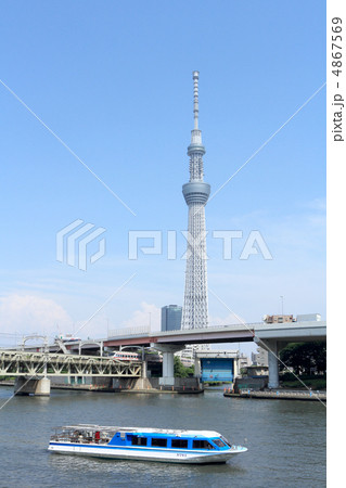 東京スカイツリーと隅田川の風景 東京スカイツリーと隅田川の風景 4867569