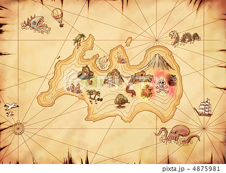 Old Treasure Island Map Adventure Stock Illustration