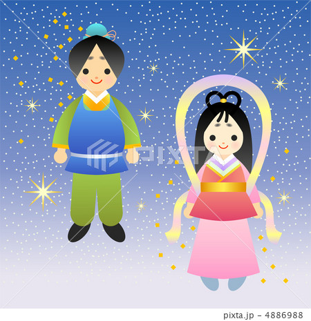 七夕　織り姫　彦星　イラスト 4886988