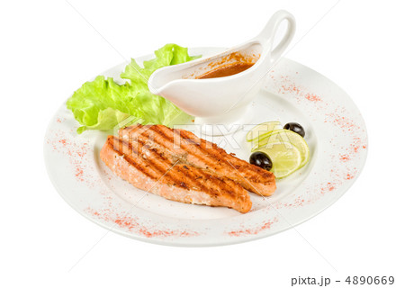 Grilled salmon steak Grilled salmon steak 4890669