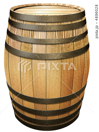 ワイン樽 ウイスキー樽 直立 正面 白背景 ひとつ イラスト Cgのイラスト素材