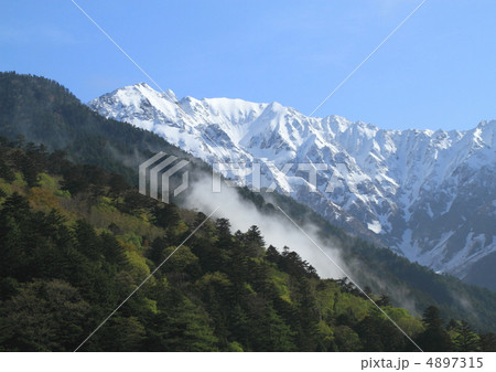 朝靄の上高地と穂高 4897315