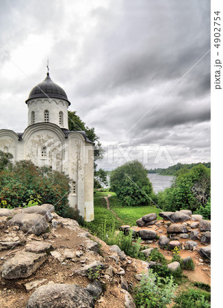aging church on stone hill 4902754