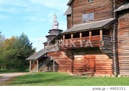 aging wooden chapel in village 4903151