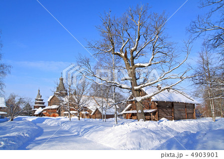 wooden chapel in winter village wooden chapel in winter village 4903901