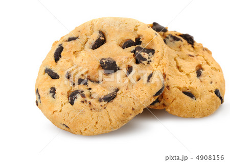 chocolate chip cookies isolated on a white background. 4908156