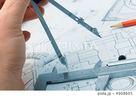 The plan industrial details and a hand with divider The plan industrial details and a hand with divider 4908605