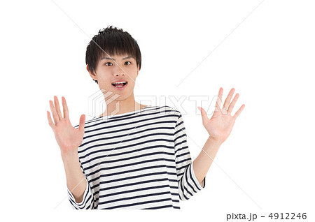 ボーダーのカットソーを着た20代の男性 4912246