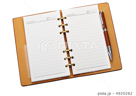 Open notebook with copper binding and stylish pen 4920262