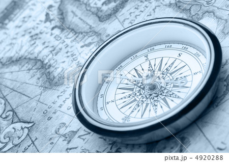 Old compass on ancient map 4920288