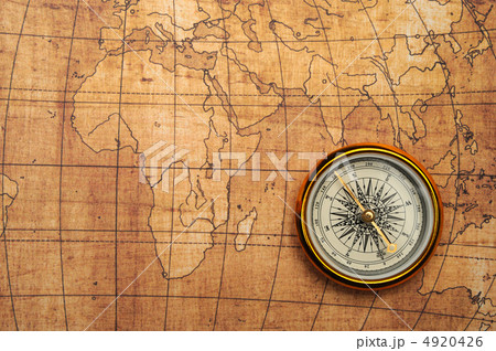 Compass on old map. Compass on old map. 4920426
