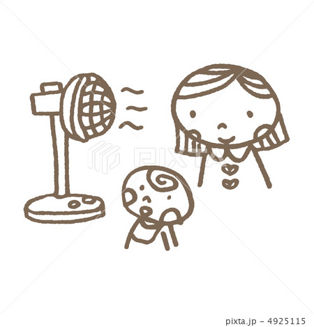 扇風機と女の子と赤ちゃんのイラスト素材